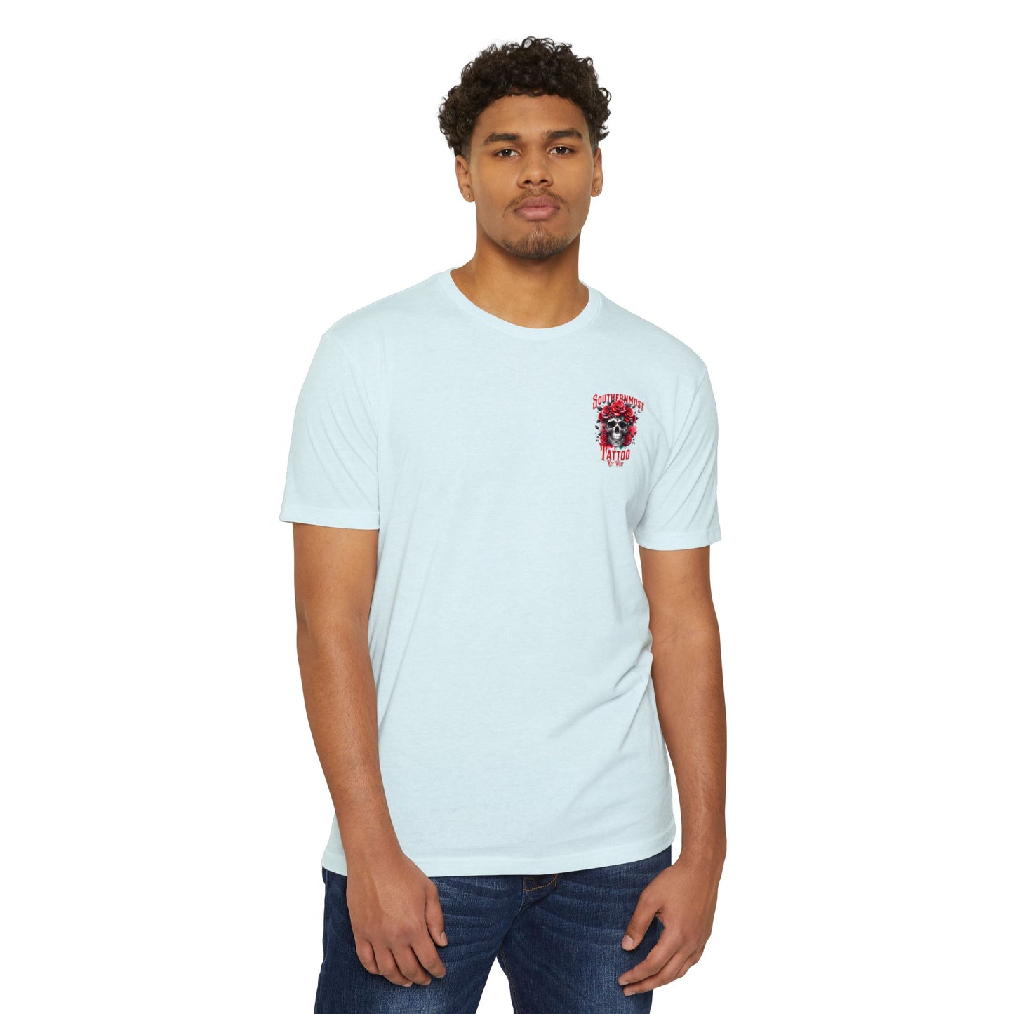 Tattoo Skull T-Shirt — "Southernmost Tattoo Key West" Rose Graphic