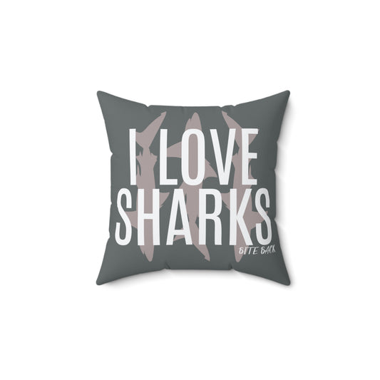 I Love Sharks Square Pillow