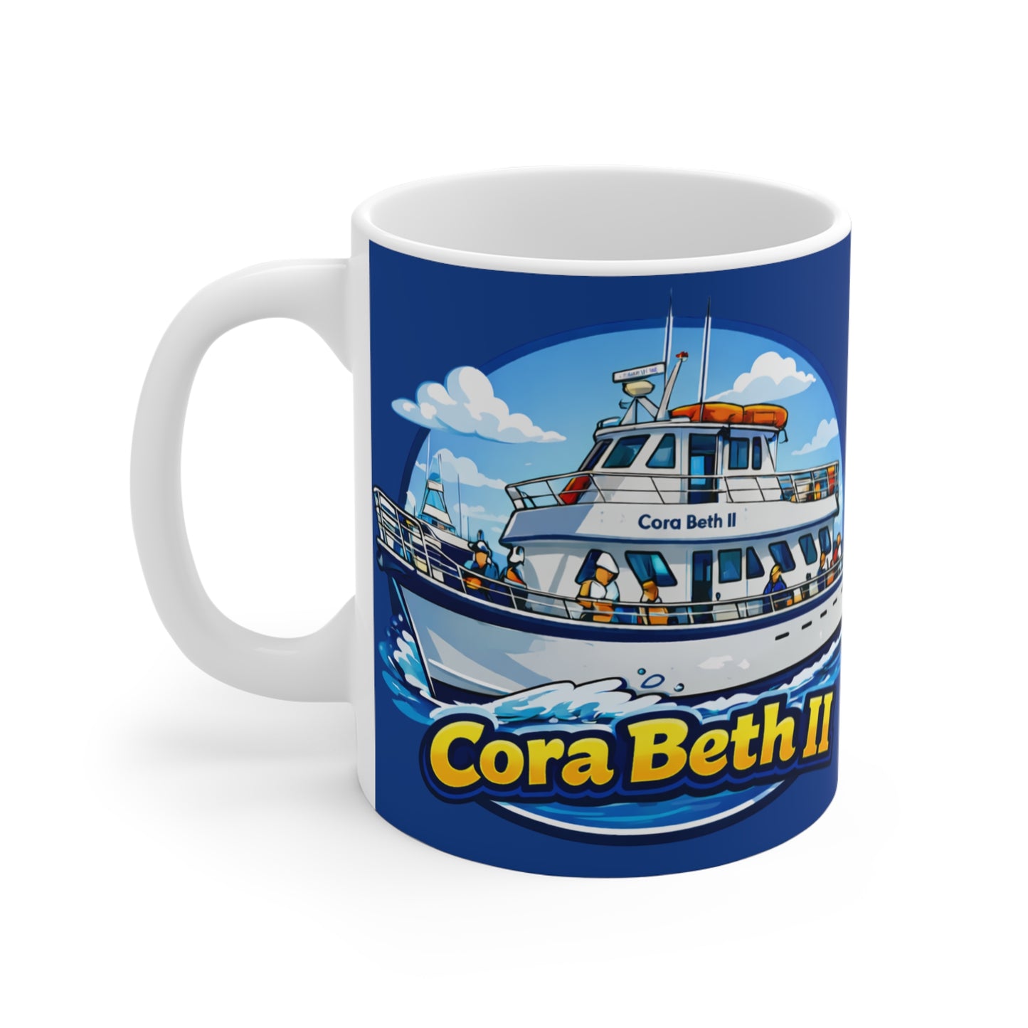 Cora Beth II Boat Mug — Nautical Fishing Vessel 11oz Coffee Cup