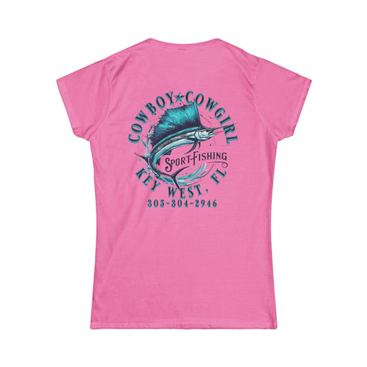 Women's Sport Fishing Tee | Key West Cowgirl Shirt, Beachwear, Fishing Apparel, Summer Top, Nautical Gift