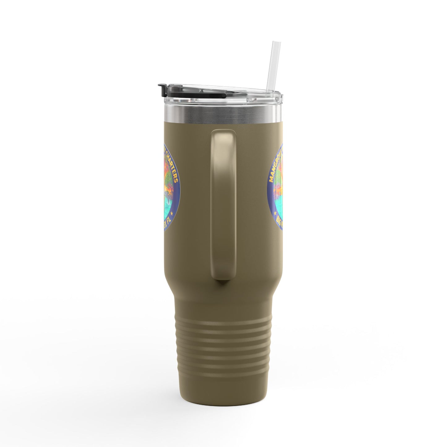 40oz Insulated Travel Mug – Mangrove Monkey Charter Design (Big Pine Key, FL)