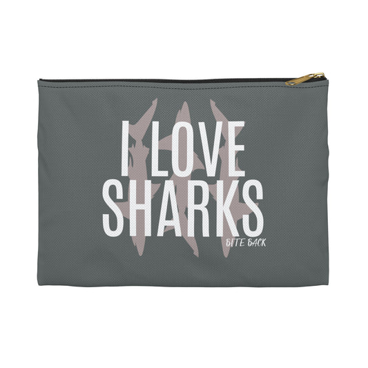 Shark Lover Accessory Pouch | Cute Storage Bag for Travel, Gifts for Marine Life Enthusiasts, Ocean Decor, Makeup Bag, School Supplies